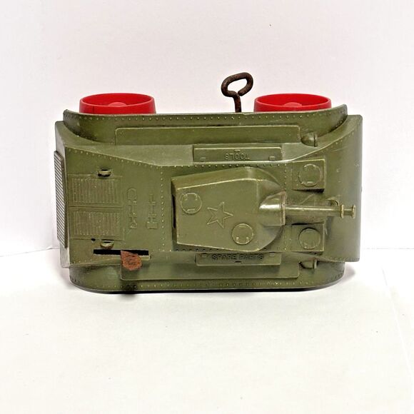 Vntg MARX Wind Up Tank Toy Green Military Army Tank Tin Litho Made In USA - Picture 5 of 11